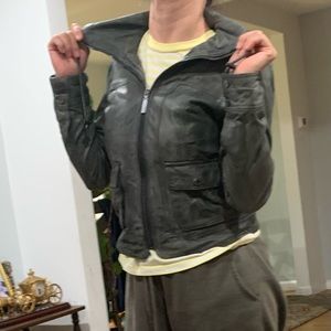 Green leather jacket BERNARDO